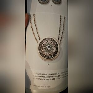 Touchstone Crystal By Swarovski Light Green and Silver Necklace.